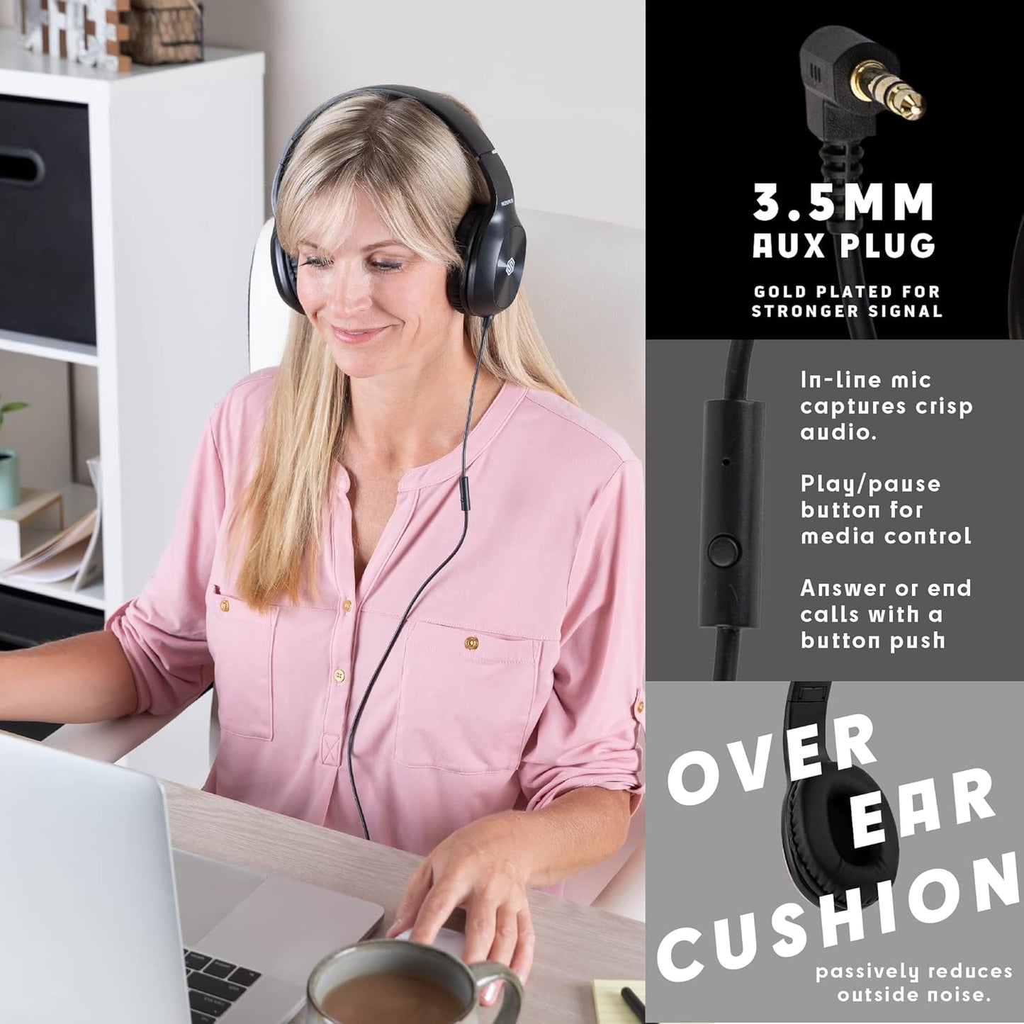 Classroom Headphones-Bulk 25-Pack, with Microphone Student On Ear Comfy Swivel Earphones for Library, School, Airplane, Kids-for Online Learning and