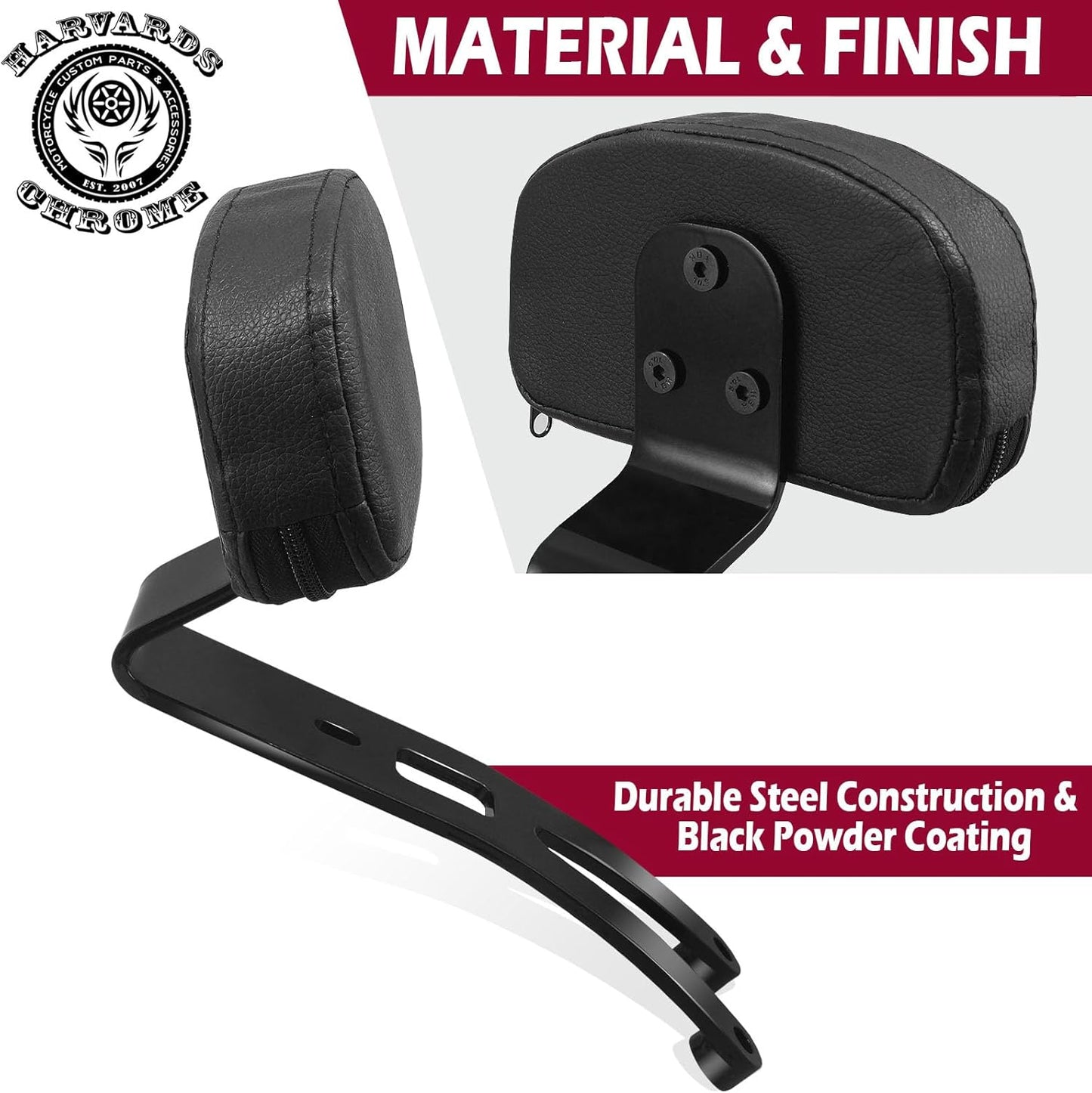 Harvards Chrome Bolt On Rider Driver Backrest Fit for Indian Scout Bobber Solo Seat 2025