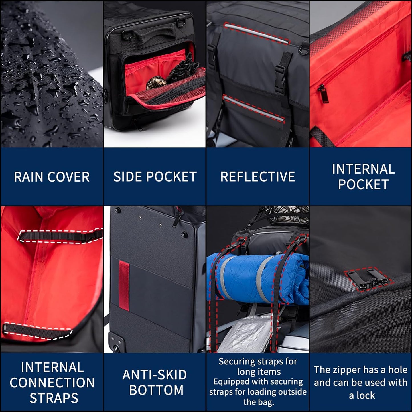Motorcycle Touring Seat Bag Trolley Case with Wheels, Waterproof Suitcase, Luggage, Duffel, Tail