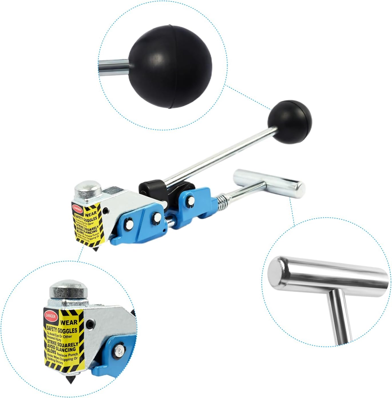 Center Punch Tool with Adapter for 3/8' Wide Center Punch Clamps, Hose Clamp Banding Tool for 5/8'