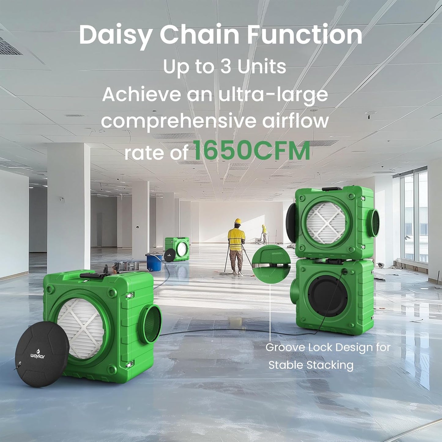 HEPA Air Scrubber for Water Damage Restoration, Purifier, Negative Air Machine, 550 CFM, 3 Stage Filtration