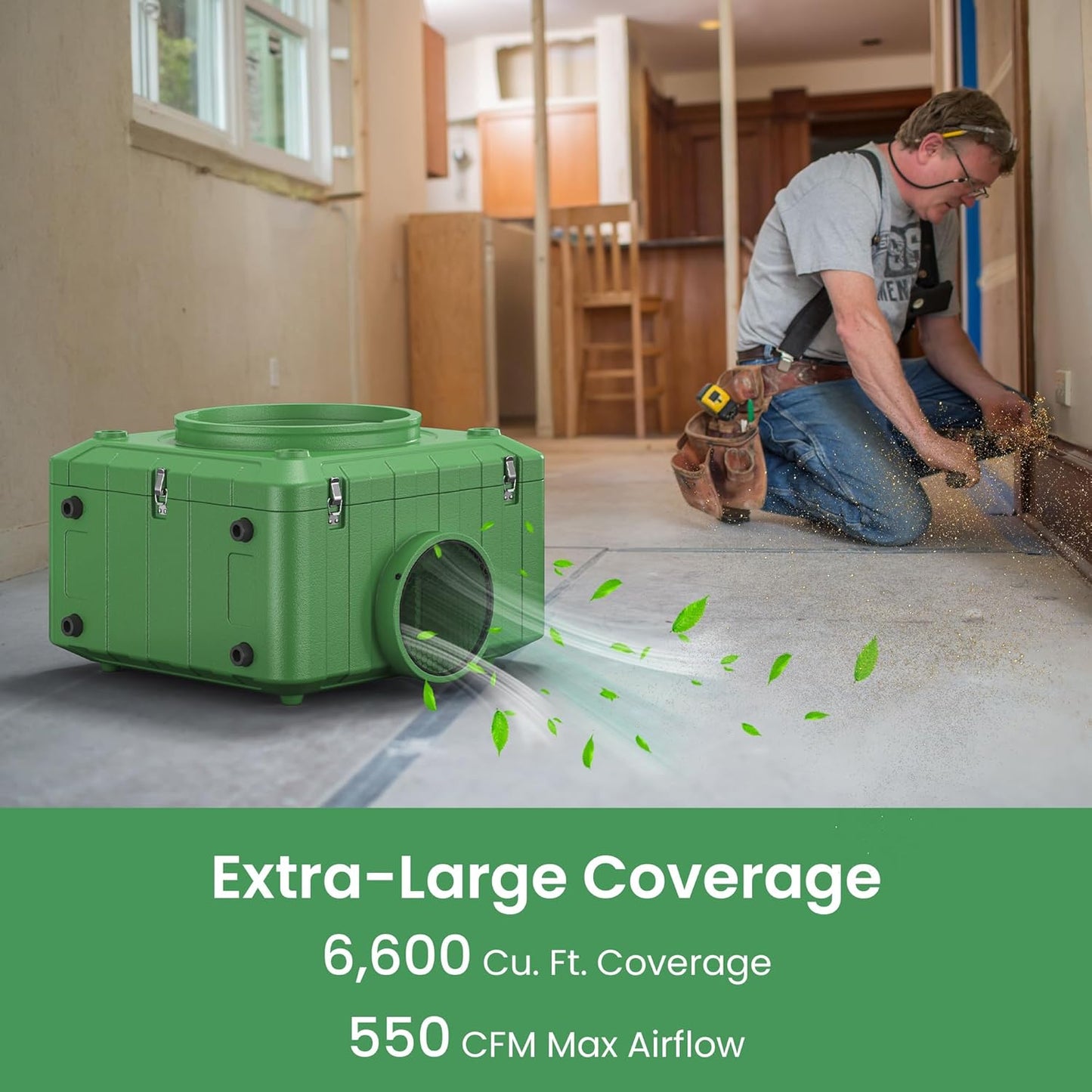 HEPA Air Scrubber for Water Damage Restoration, Purifier, Negative Air Machine, 550 CFM, 3 Stage Filtration