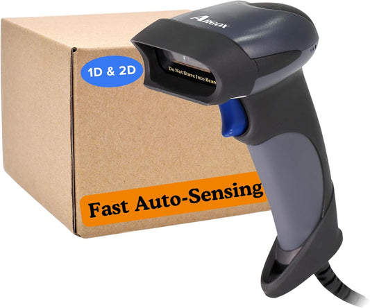 Argox Wired Barcode Scanner 1D & 2DUSB Handheld QR Code Reader Gun for Inventory, Retail, Office, LibraryPlug & Play Auto-SensingUPC PDF417 Da