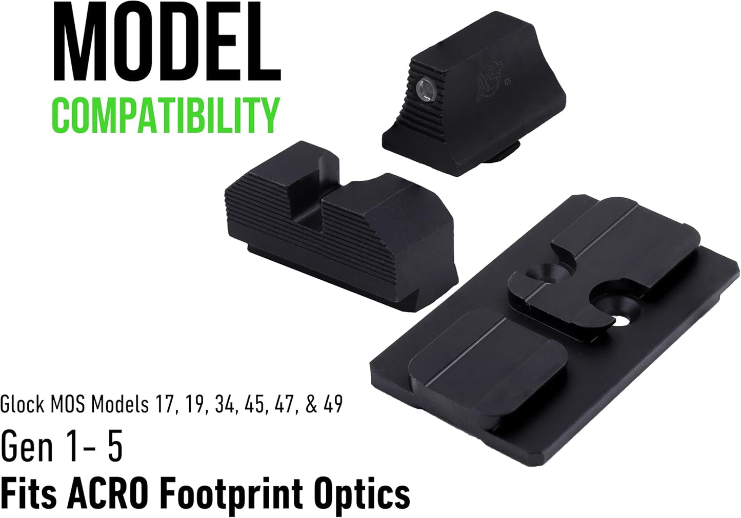 OR Sights and Optic Plate Bundles, Compatible with ACRO Footprint Optics on Glock 17, 19, 34, 45, 47, 49