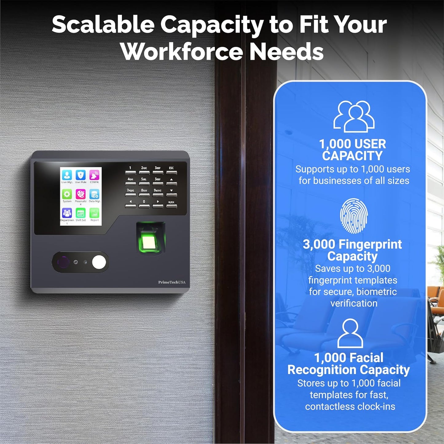 PrimeTechUSA T130 Time Clock for Small Business | No Monthly Fees Clock in Machine for Employees | Time Card Machine | Easy Report Employee Time