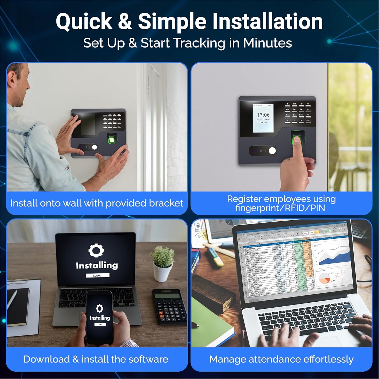 PrimeTechUSA T130 Time Clock for Small Business | No Monthly Fees Clock in Machine for Employees | Time Card Machine | Easy Report Employee Time