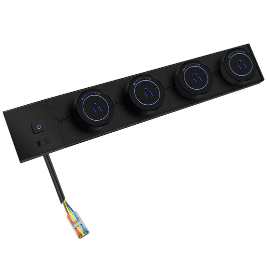 Wall Mounted Power Outlet Strip, Power Strip with Switch Control, 19.68 inch Track Outlet with 4 AC Outlet adapters