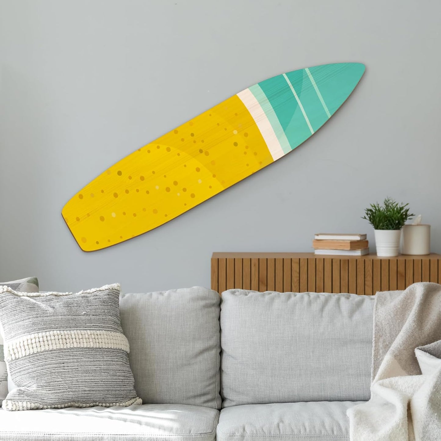 6 ft Wood Surfboard Wall Art, Unfinished DIY Hanging Wood Longboard Vintage, Decorative Surfboard