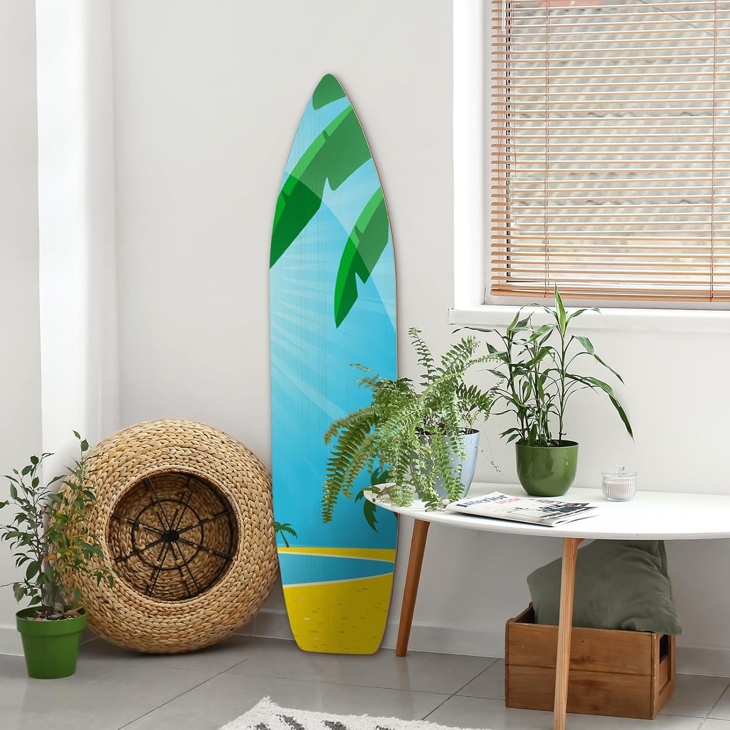 6 ft Wood Surfboard Wall Art, Unfinished DIY Hanging Wood Longboard Vintage, Decorative Surfboard