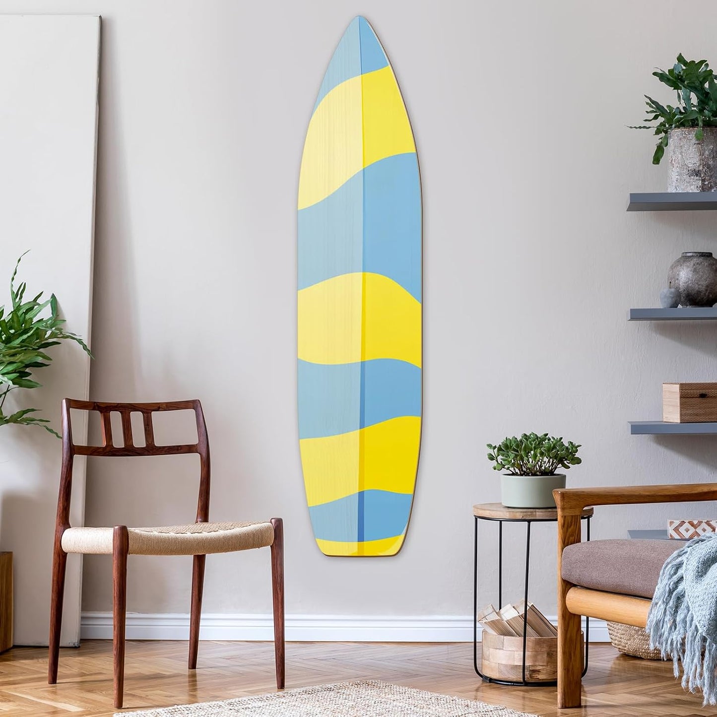6 ft Wood Surfboard Wall Art, Unfinished DIY Hanging Wood Longboard Vintage, Decorative Surfboard