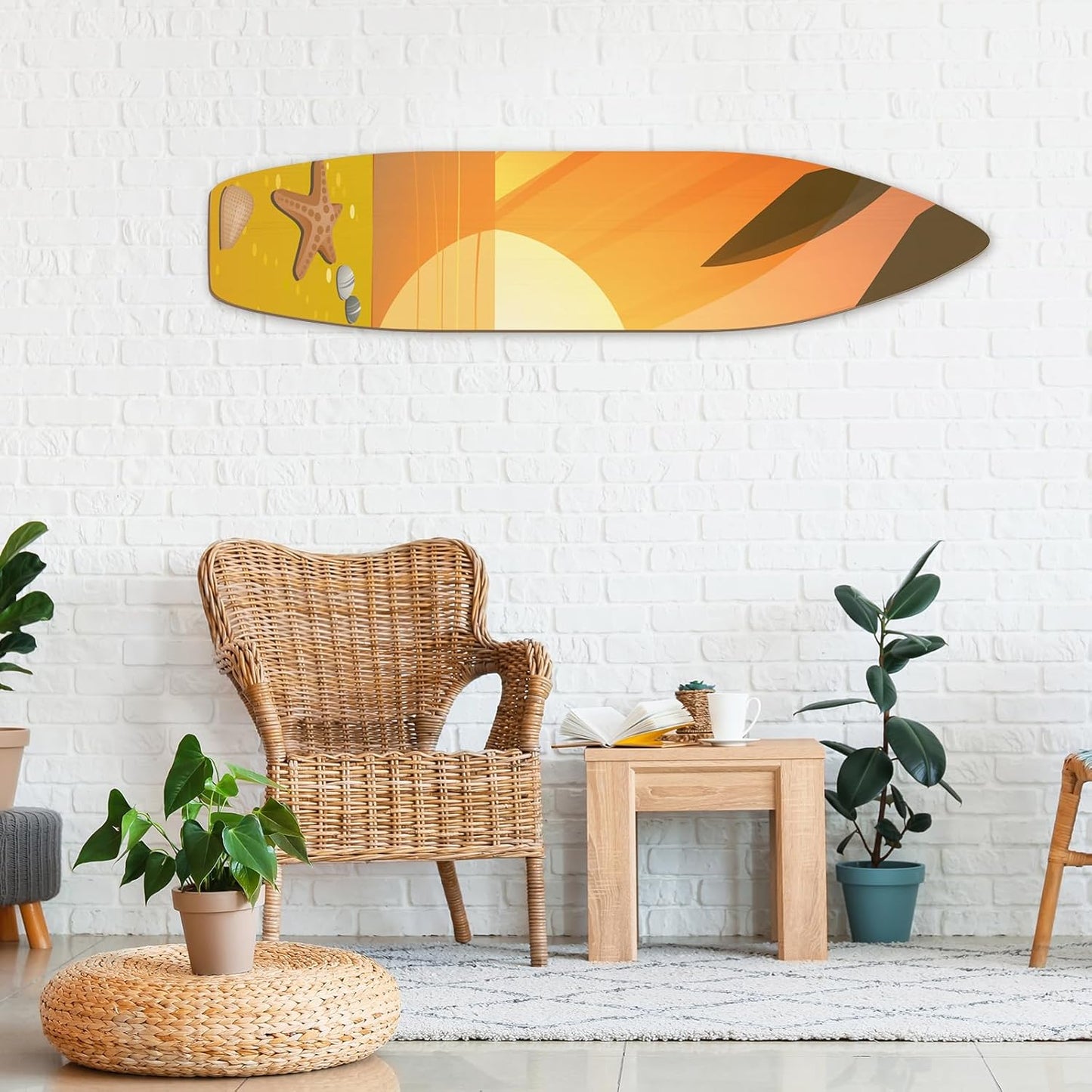 6 ft Wood Surfboard Wall Art, Unfinished DIY Hanging Wood Longboard Vintage, Decorative Surfboard