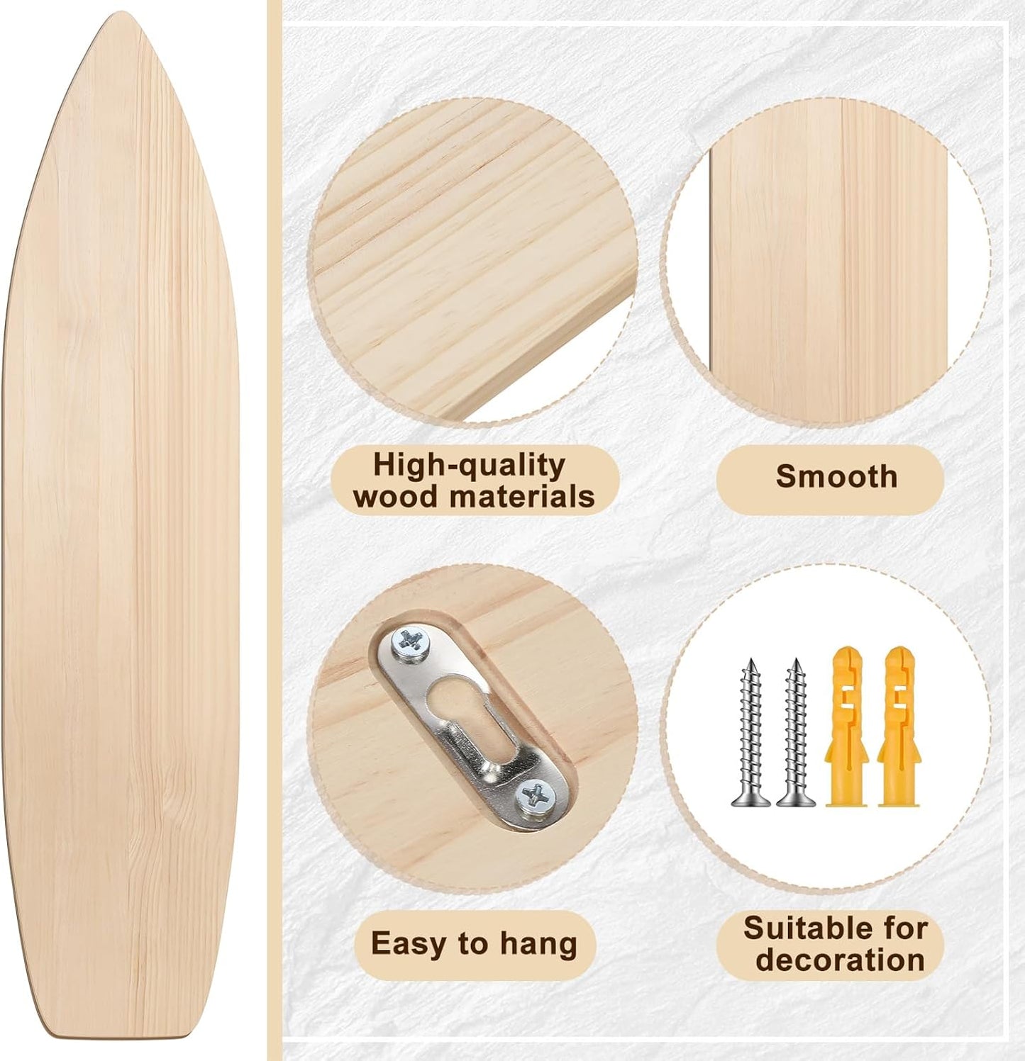 6 ft Wood Surfboard Wall Art, Unfinished DIY Hanging Wood Longboard Vintage, Decorative Surfboard