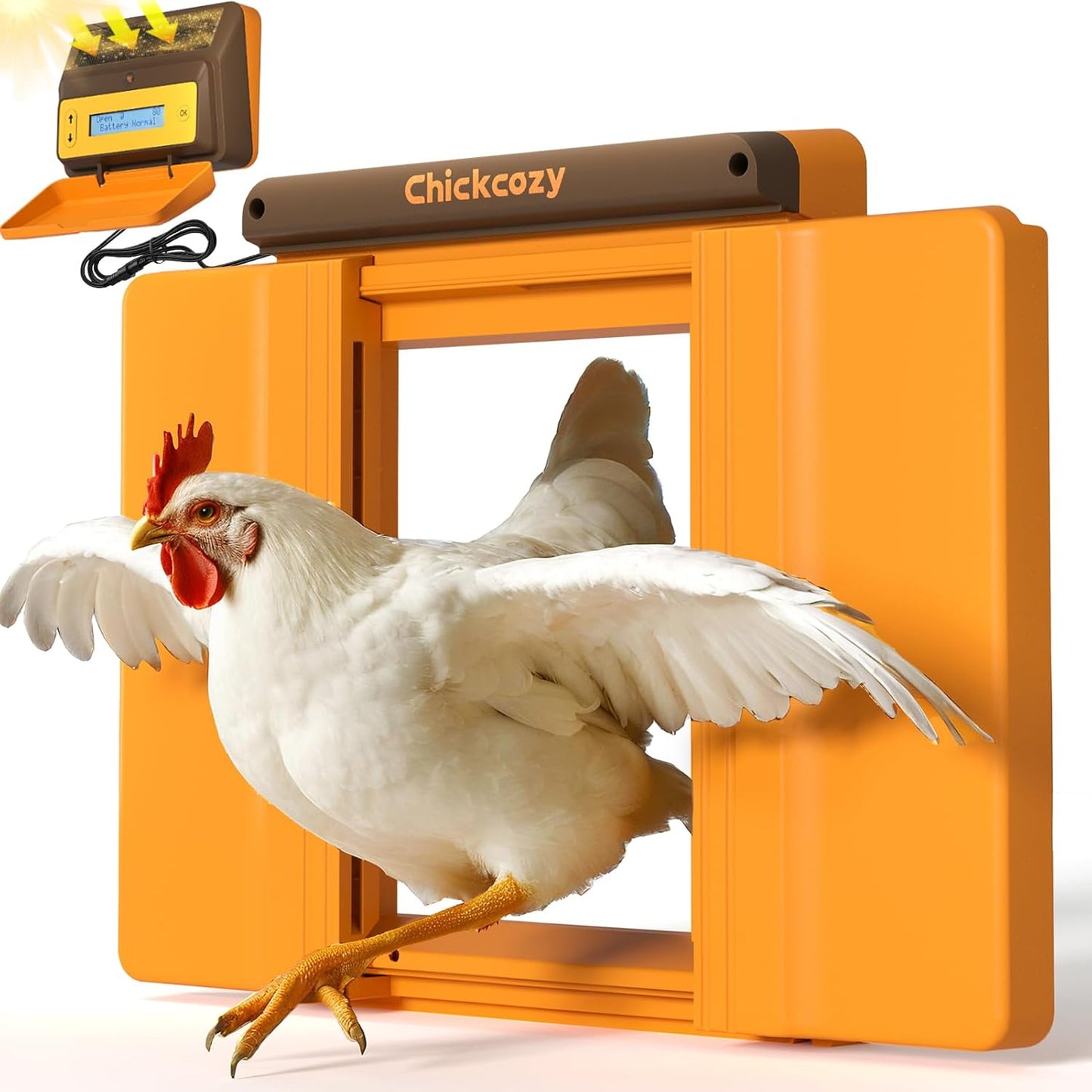 Solar-Powered Automatic Chicken Coop Door, Dual Motor Chicken Coop Door with Light Sensor, Timer