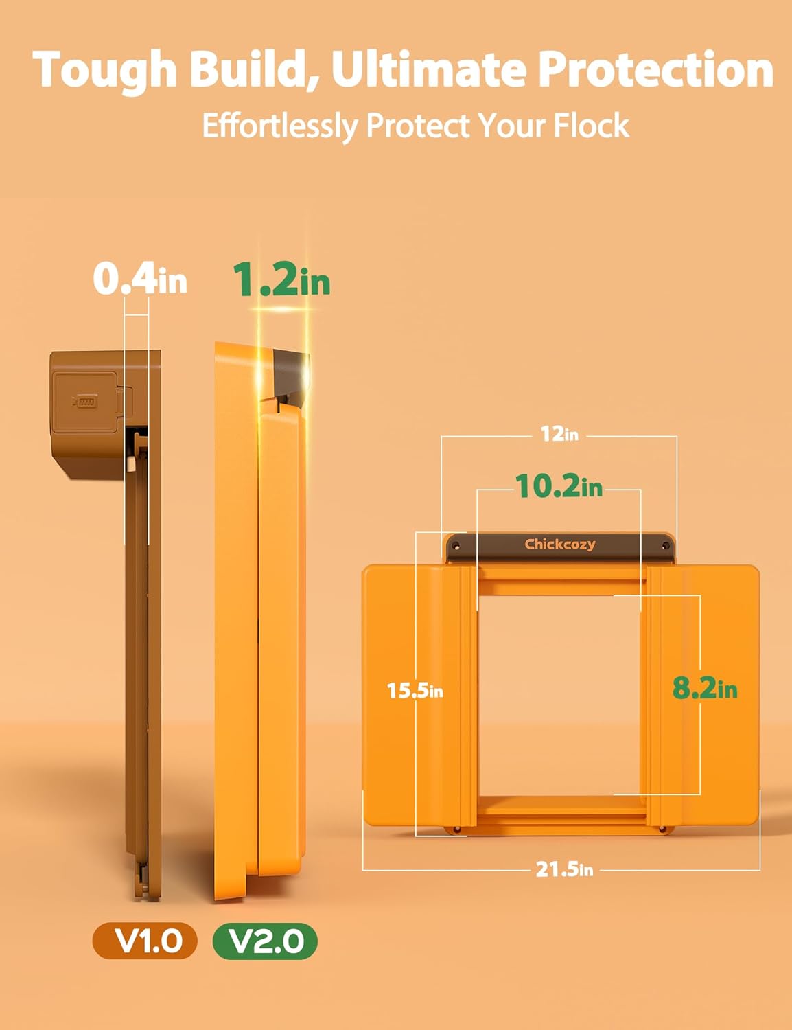 Solar-Powered Automatic Chicken Coop Door, Dual Motor Chicken Coop Door with Light Sensor, Timer