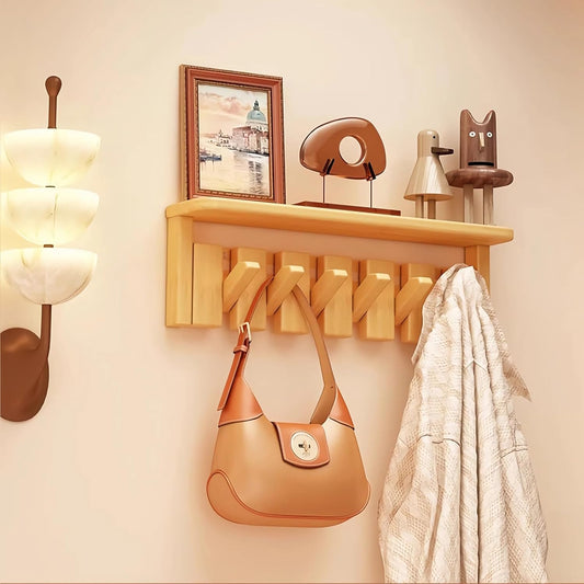 Wall Mounted Piano Key Hanger, Flip Style Hook, Entrance Wall Art Hook, Made of Oak Wood