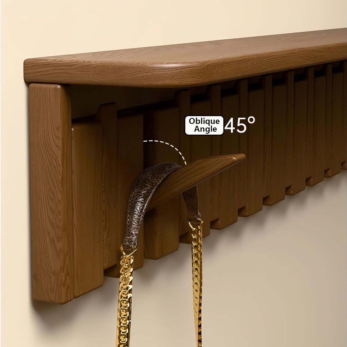 Wall Mounted Piano Key Hanger, Flip Style Hook, Entrance Wall Art Hook, Made of Oak Wood