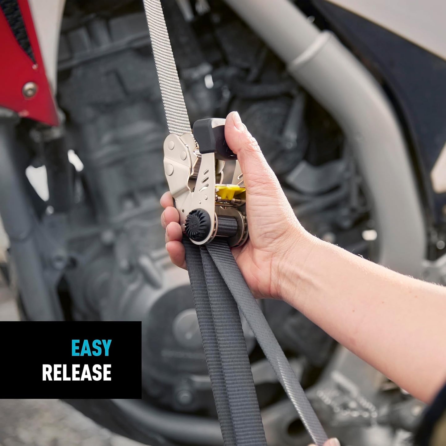 Nite Ize CamJam HookLock Ratchet Strap System - Adjustable, Heavy-Duty Tie Down Straps - Cargo Attachment with Spring-Actuated Hooks - Includes