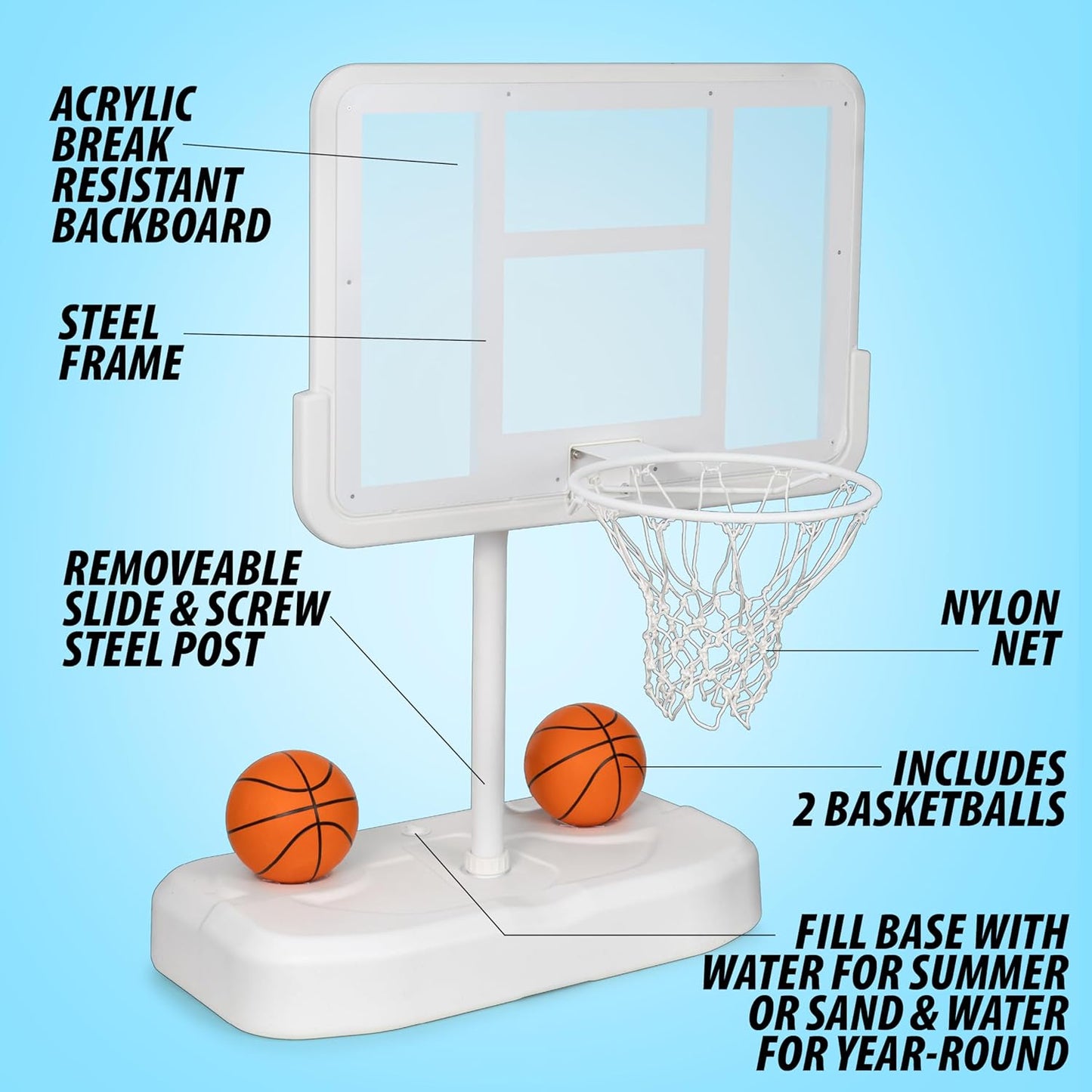 Deluxe Poolside Basketball Goal with Backstop