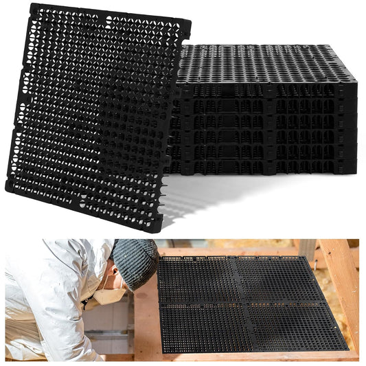 8 Pack Attic Flooring Deck, Bulk Plastic Attic Walking Deck Pallet Board Floor Storage System 19.69x19.69x1.5' Black