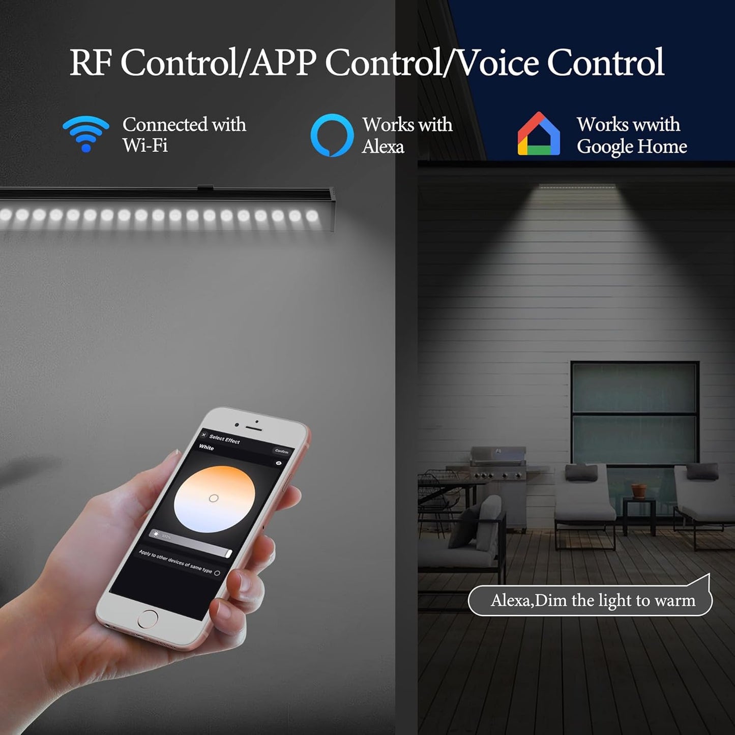 Smart Wall Washer Light, Waterproof, Adjustable Color Temperature, Dimmable 1%-100%, Super Bright