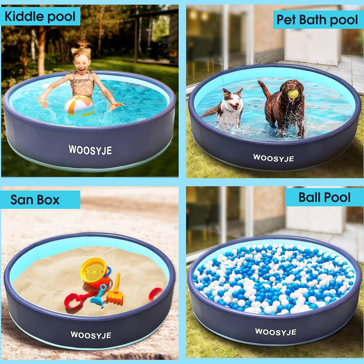 Foldable Dog Pet Bath Pool Inflatable Dog or Pet Pool Collapsible Kiddie Pool