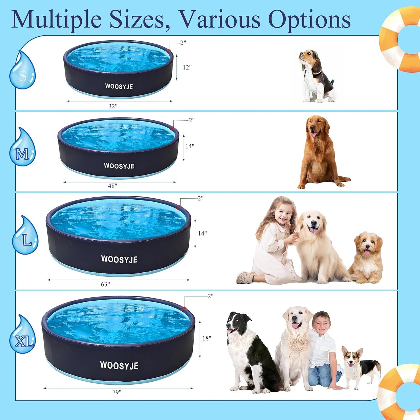 Foldable Dog Pet Bath Pool Inflatable Dog or Pet Pool Collapsible Kiddie Pool