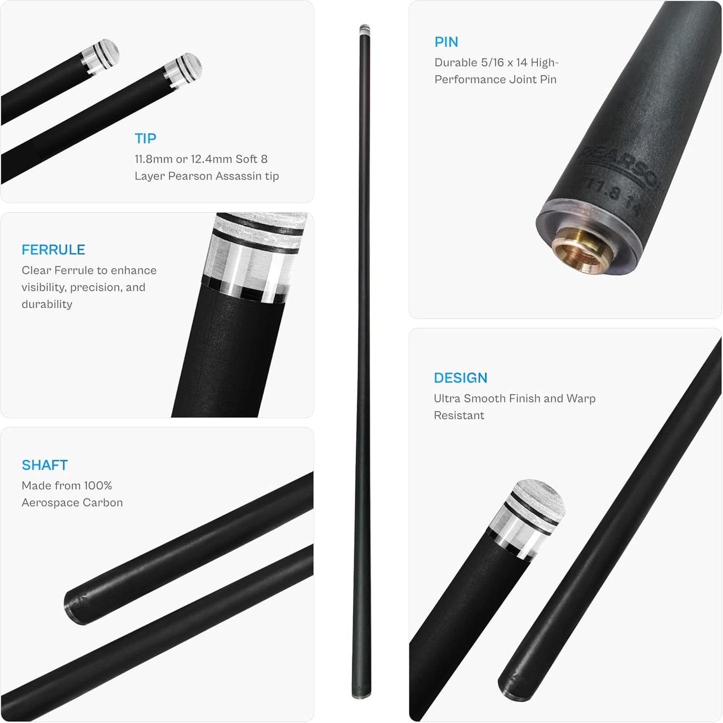 Carbon Clear 2 Shaft Joss 11.8mm Pool Cue