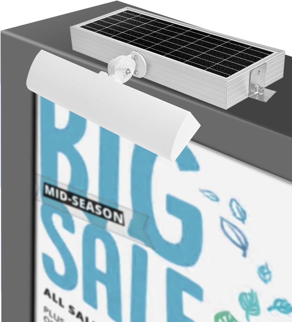 Commercial Solar Billboard Lights Sign Lights 8.5W Solar Panel, Super Bright LED 1300 Lumens Waterproof