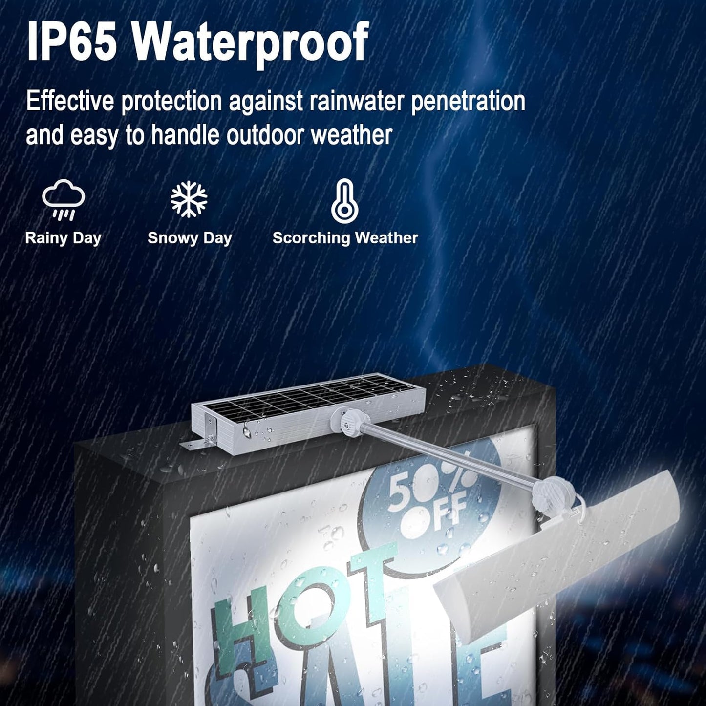 Commercial Solar Billboard Lights Sign Lights 8.5W Solar Panel, Super Bright LED 1300 Lumens Waterproof
