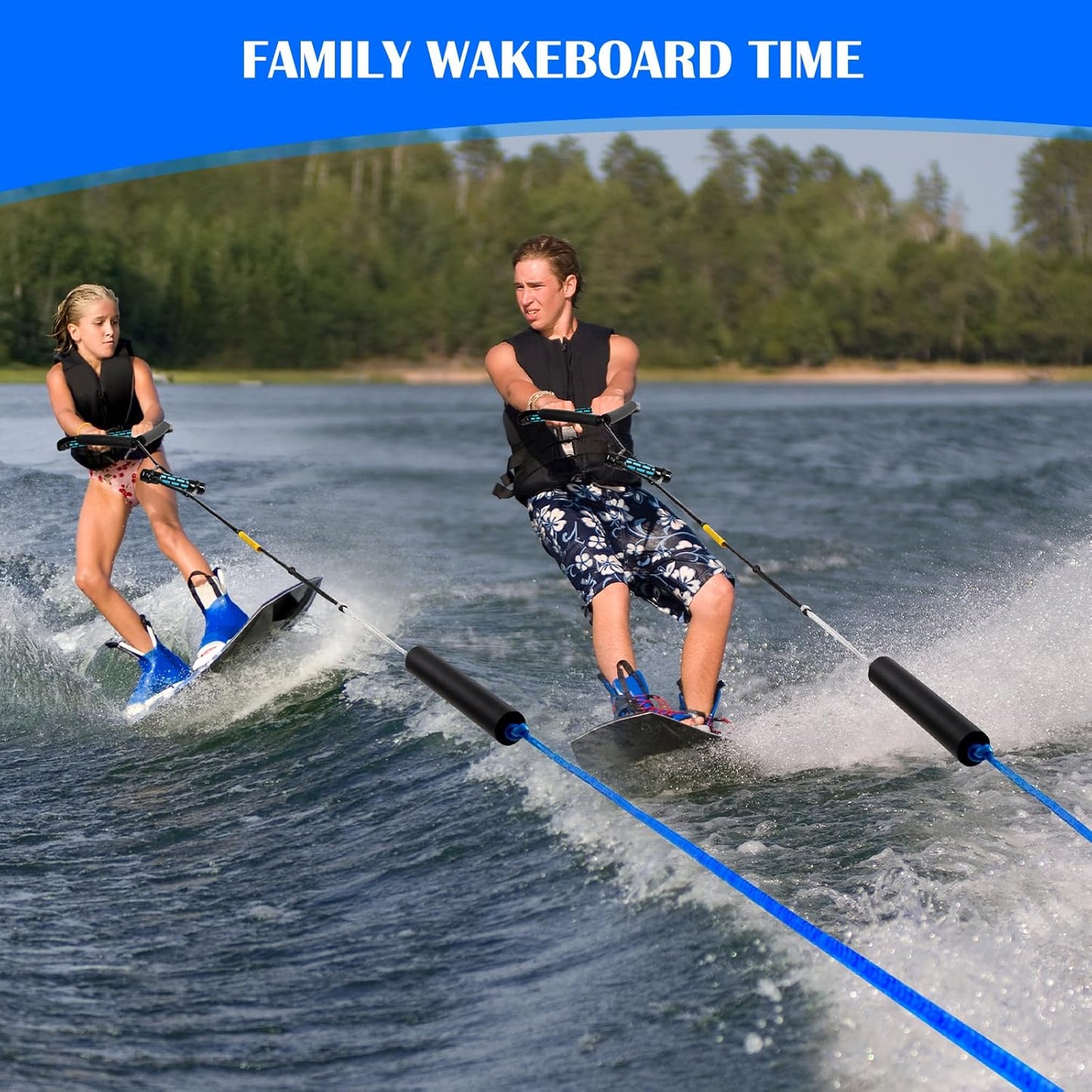 No Stretch Wakeboard Rope and Handle, 75FT Floating with T-Handle for Doing Spin Skill, 4-Sections Ski Ropes