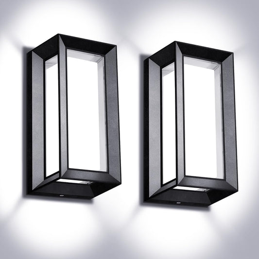 Modern Outdoor Wall Light with Aluminum Frame, 1800LM Wall Sconce with Acrylic Shade, Waterproof, 2-Pack