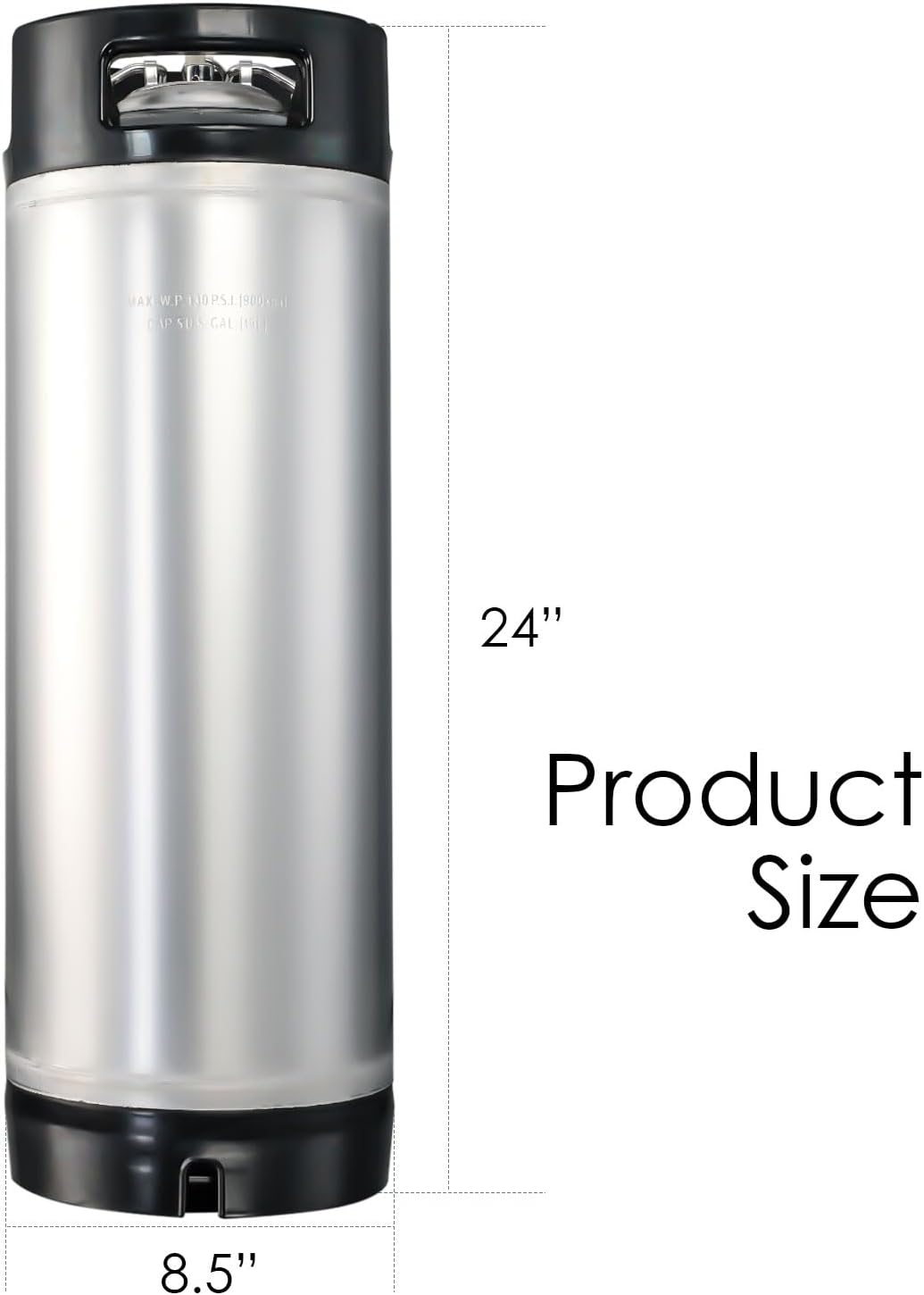 Steel Corny Keg, 5 Gallon Ball Lock Homebrew Beer Keg, Black Handles