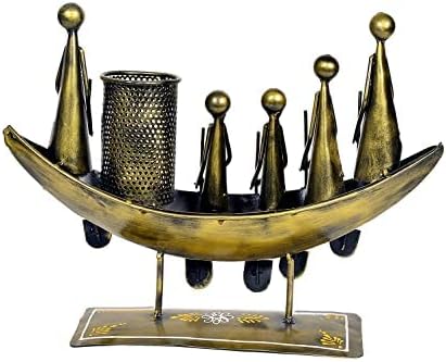 Metal Boat Decor Table Top Decorative Showpiece Pen Stand for Home Office Desk Decor