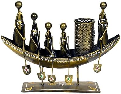 Metal Boat Decor Table Top Decorative Showpiece Pen Stand for Home Office Desk Decor