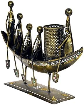 Metal Boat Decor Table Top Decorative Showpiece Pen Stand for Home Office Desk Decor