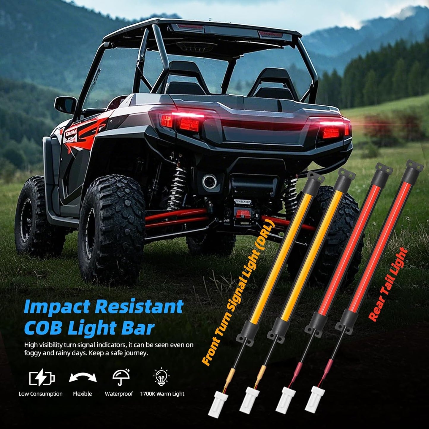UTV Turn Signal Kit with Horn, LED, Street Legal with Pre-Wired, Universal but Check Compatibility