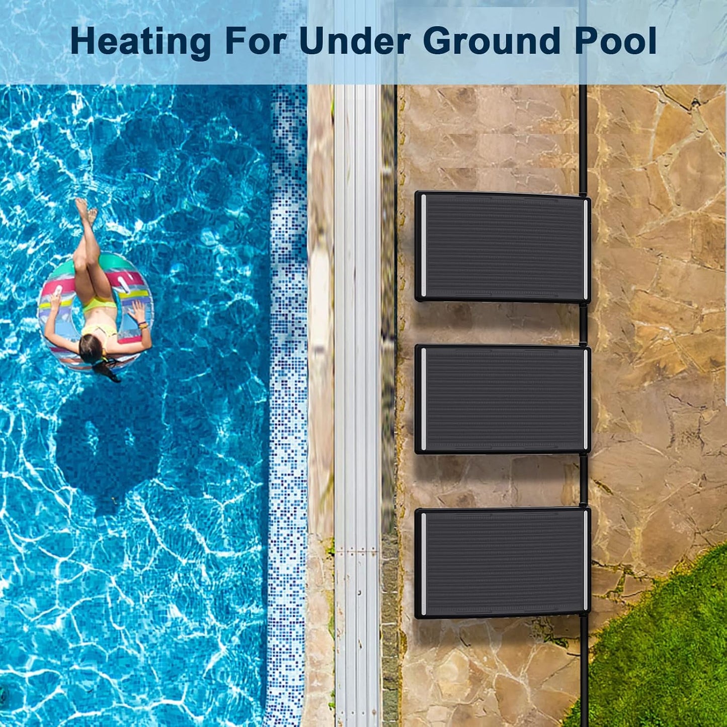 Curve Solar Pool Heater, Made for Above-Ground and Inground Pools, with 2 Adapters, 2 Hoses and Clamps