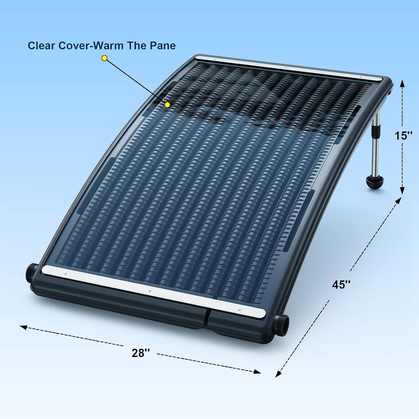 Curve Solar Pool Heater, Made for Above-Ground and Inground Pools, with 2 Adapters, 2 Hoses and Clamps