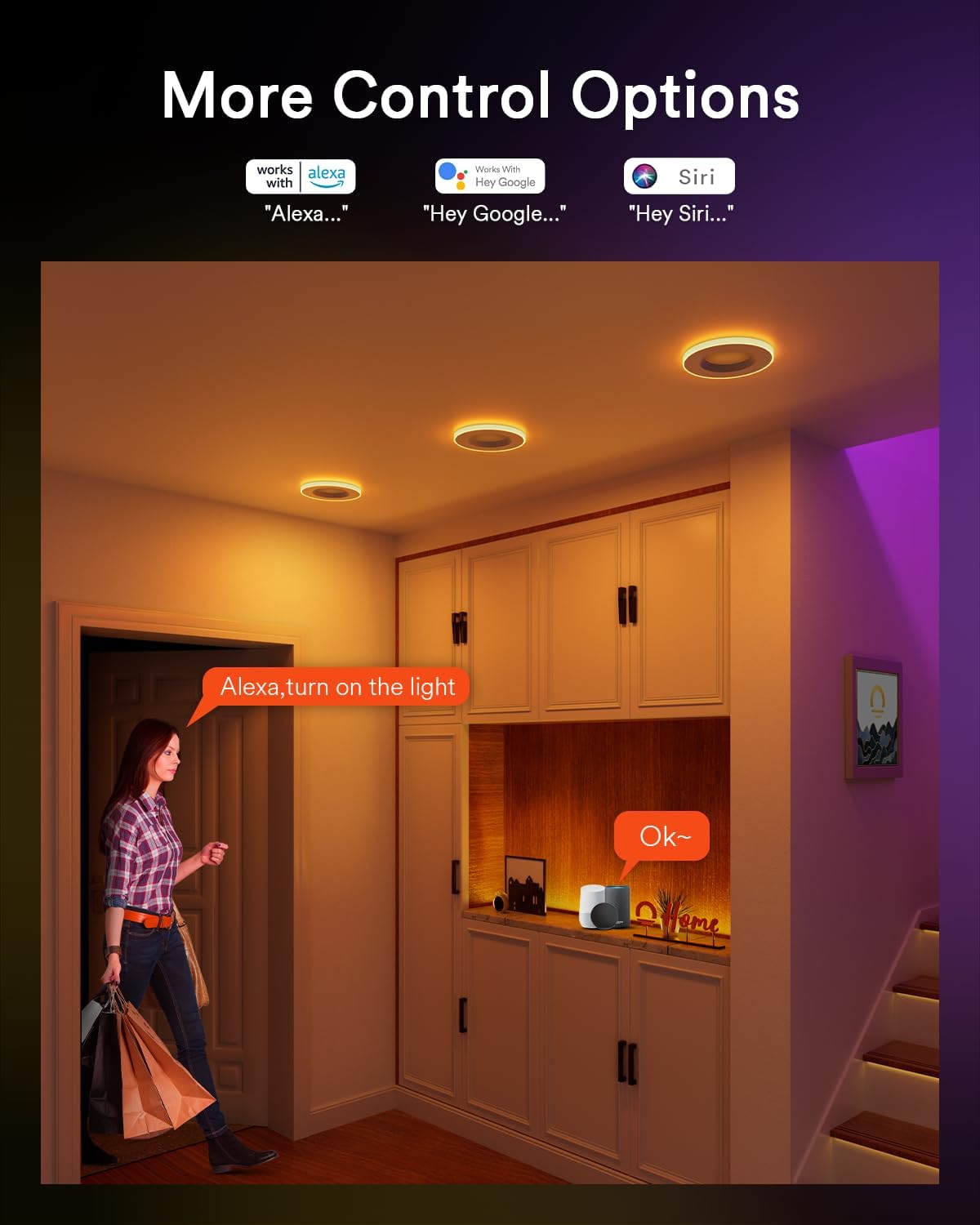 Lumary Retrofit Smart WiFi Recessed Lighting 4 Inch with Color Ring, LED RGBAI, Smarthome Compatible