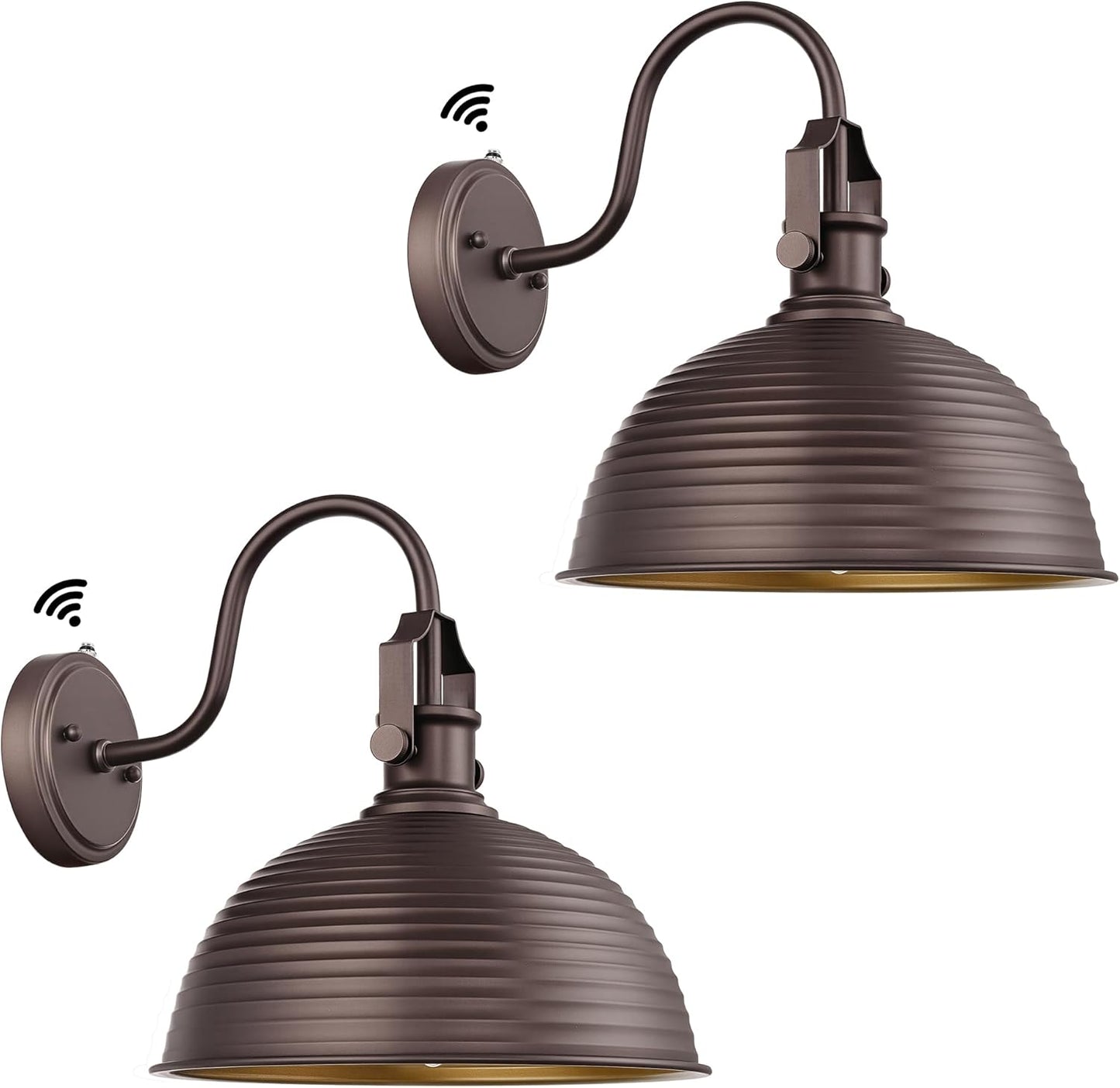 Dusk to Dawn Outdoor Wall Sconce 2-Pack, Exterior Farmhouse Gooseneck, 11.8' Oil Rubbed Bronze Metal