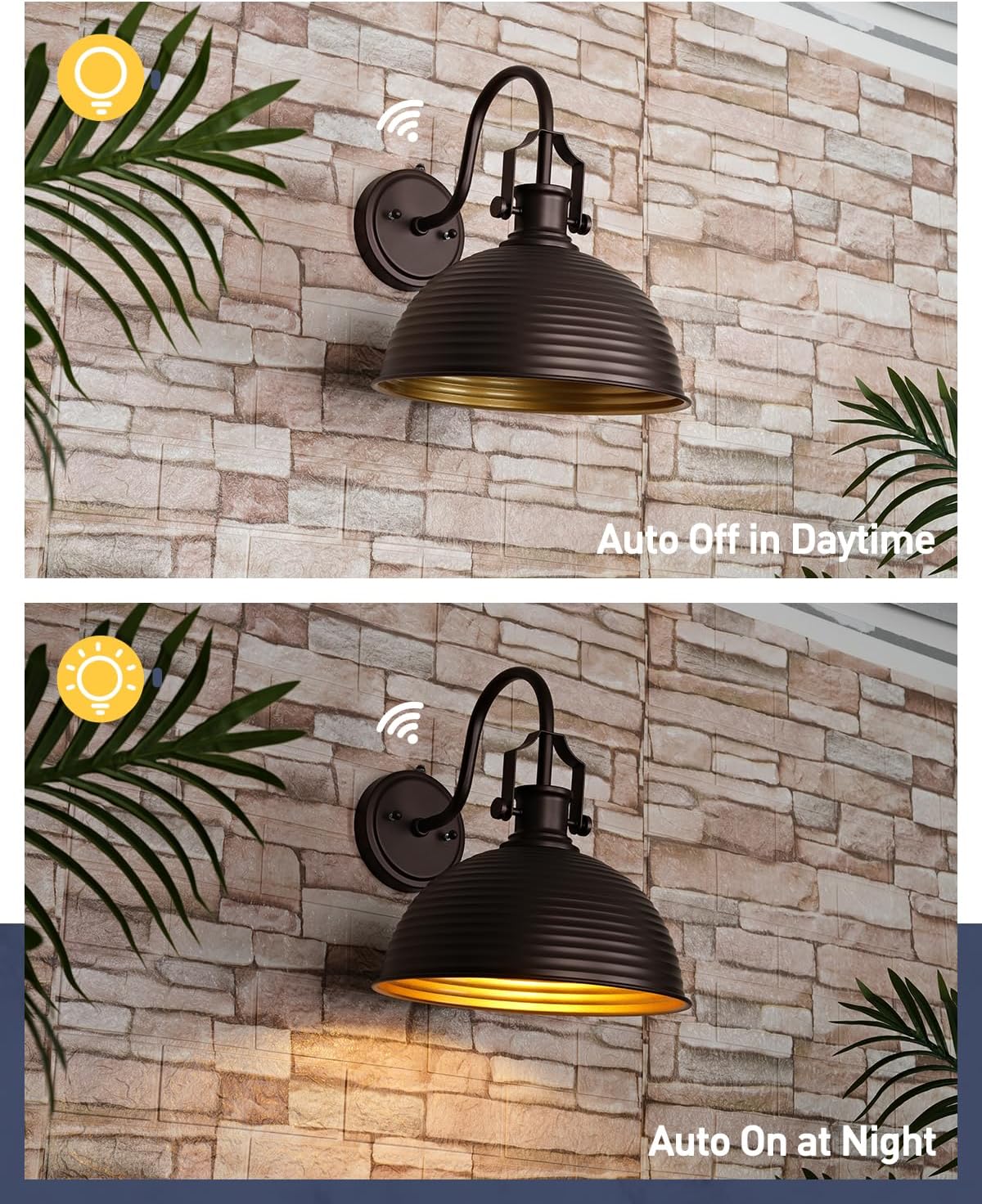 Dusk to Dawn Outdoor Wall Sconce 2-Pack, Exterior Farmhouse Gooseneck, 11.8' Oil Rubbed Bronze Metal