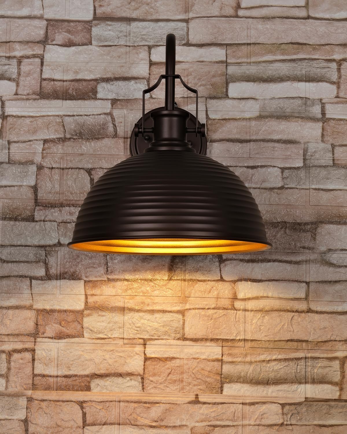 Dusk to Dawn Outdoor Wall Sconce 2-Pack, Exterior Farmhouse Gooseneck, 11.8' Oil Rubbed Bronze Metal