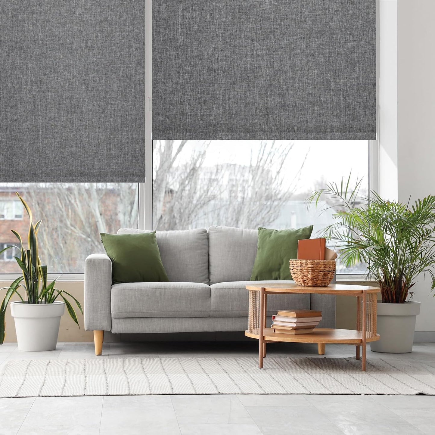 Cordless Roller Shades for Windows, Blackout Blinds, Room Darkening Pull Down Shades with Free-Stop System