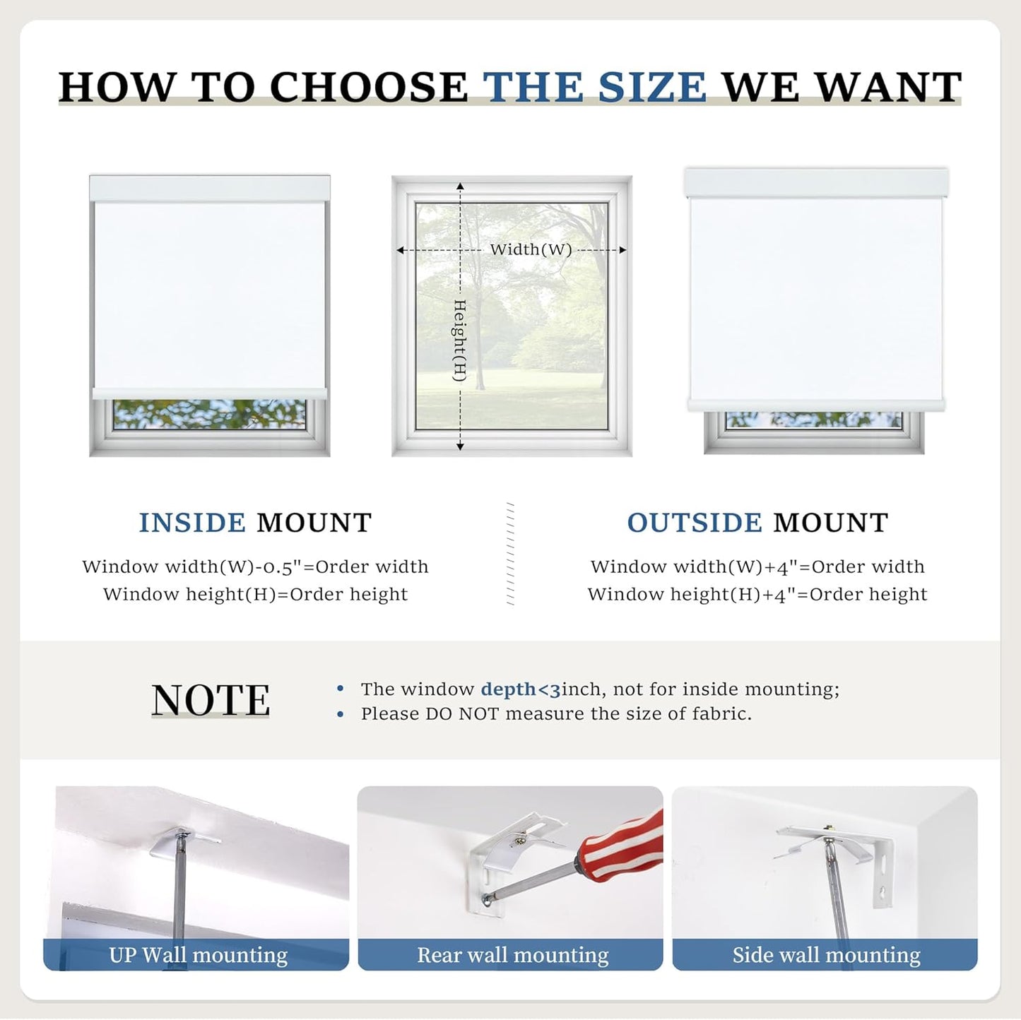 Cordless Roller Shades for Windows, Blackout Blinds, Room Darkening Pull Down Shades with Free-Stop System