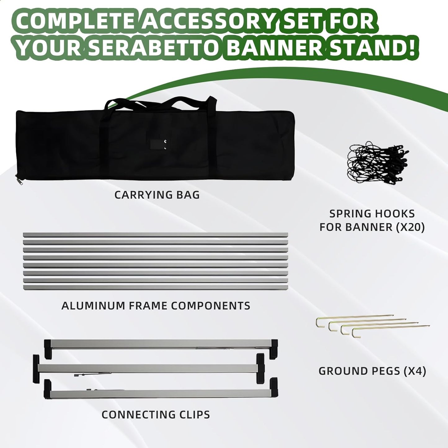 Aluminum Horizontal Banner Stand, 3 x 7ft A-frame Outdoor Holder, Lightweight and Portable, Easy Tool-Free