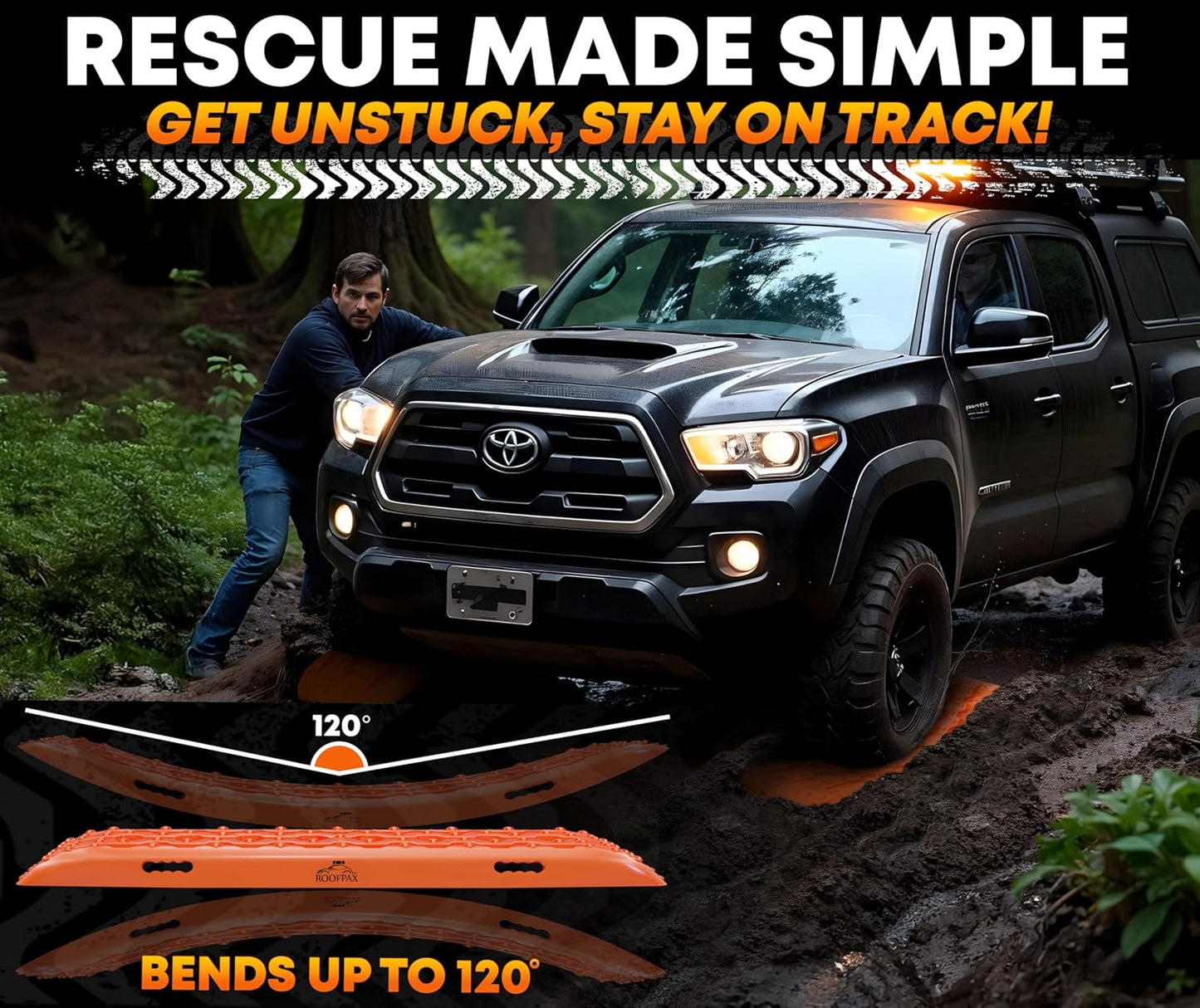 Premium Traction Boards Off-road/Overlanding Gear, Complete Recovery Board Mount Kit, Survival Shovel