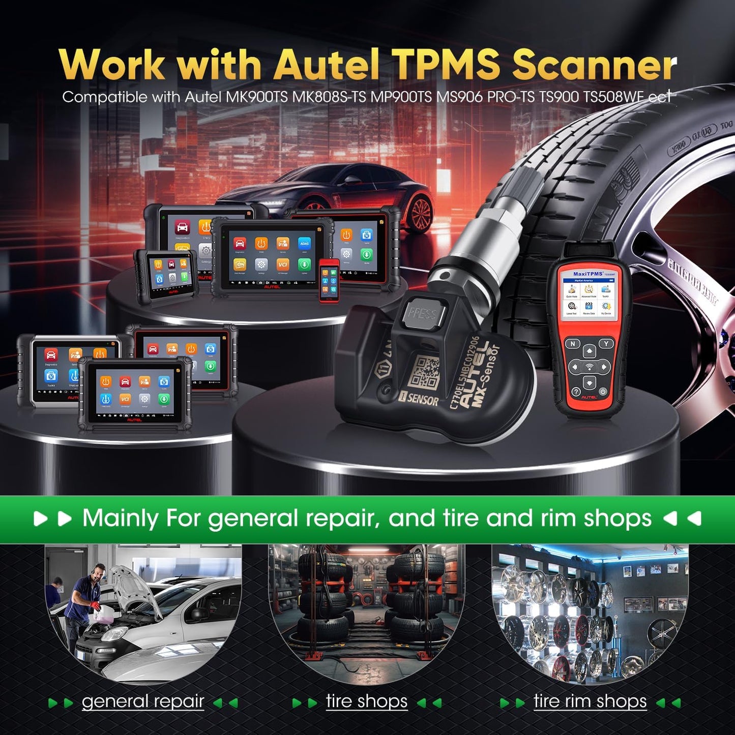 TPMS Sensor Set of 4, MX-Sensor 2in 1 315MHz + 433MHz Press-in TPMS Universal Programmable Sensor