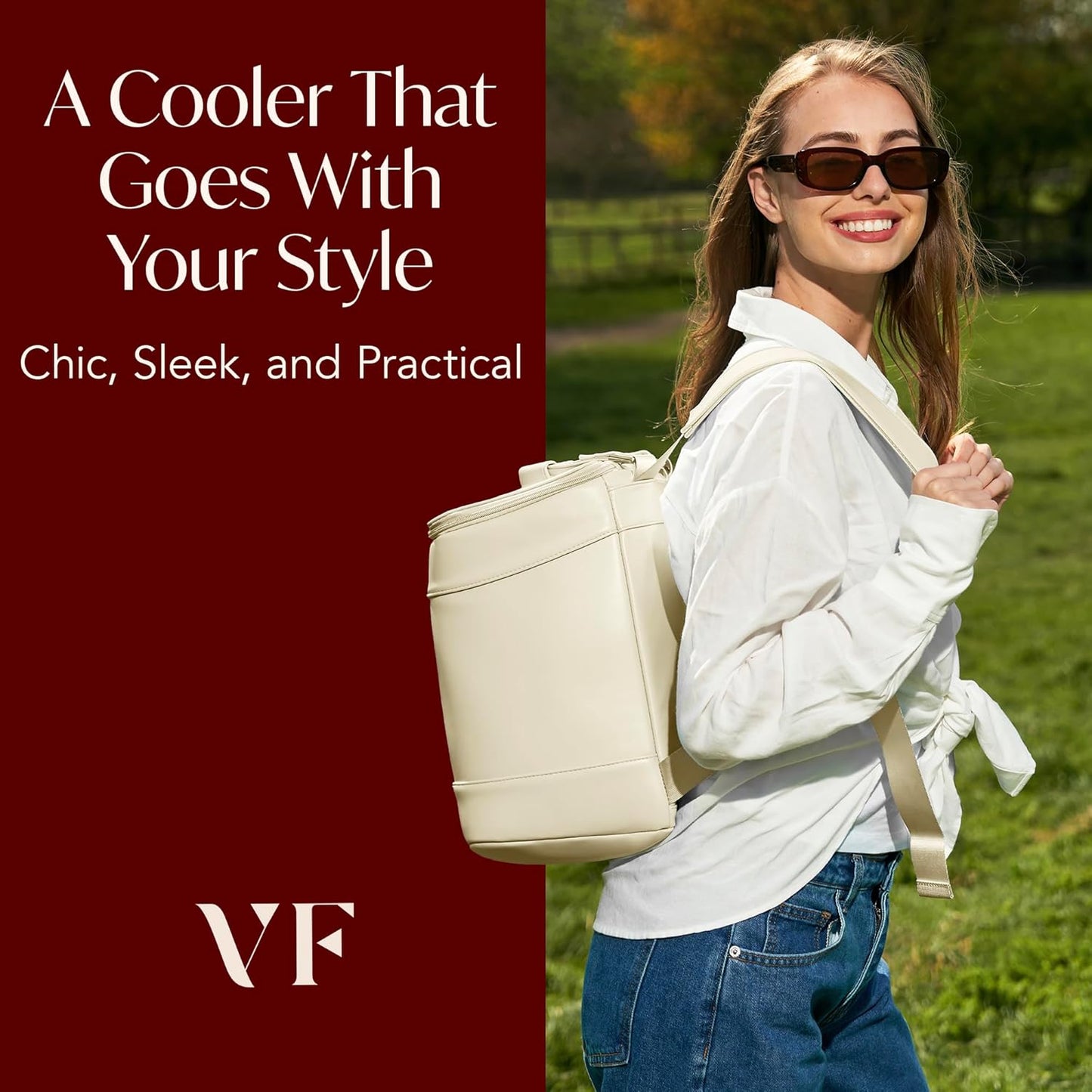 Insulated Cooler Backpack with 2 Stainless Steel Wine Tumblers, Leakproof and Spill-proof