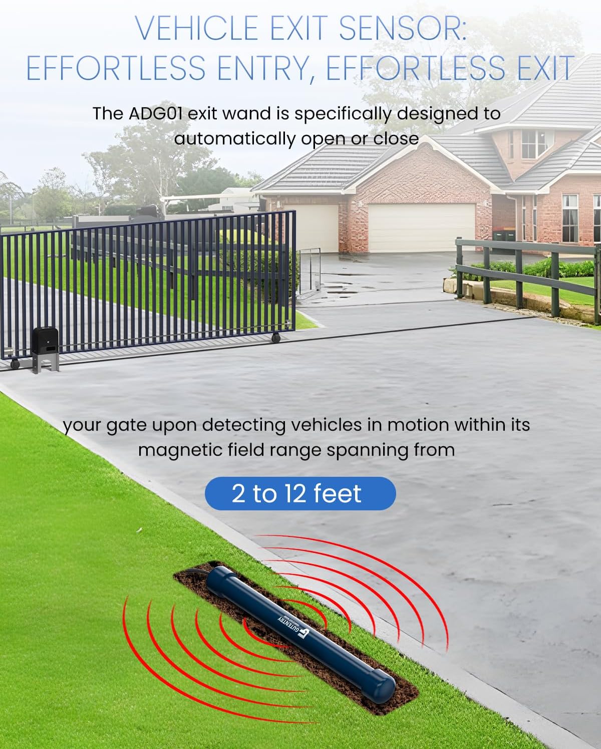 Driveway Vehicle Sensor, Vehicle Exit Sensor Kit, Wired Driveway Gate Exit Wand