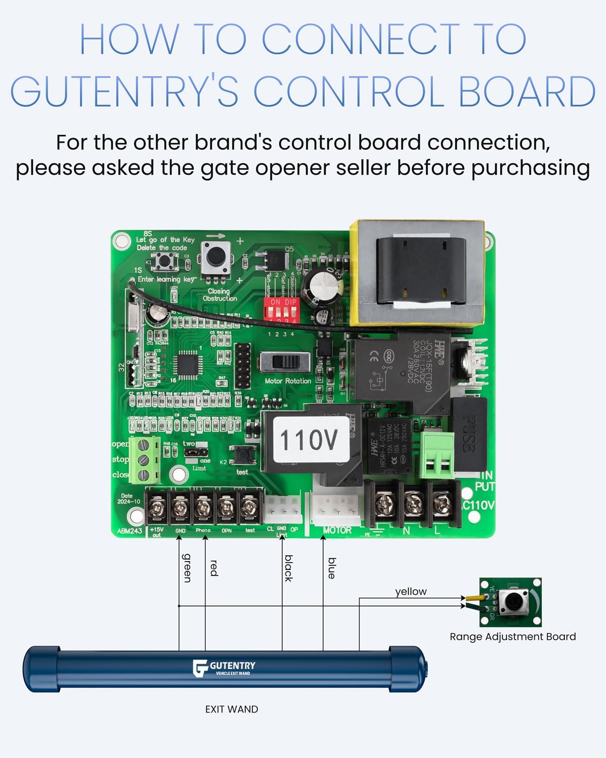 Driveway Vehicle Sensor, Vehicle Exit Sensor Kit, Wired Driveway Gate Exit Wand